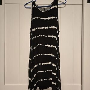 Black and White Tie-Dye Midi Dress